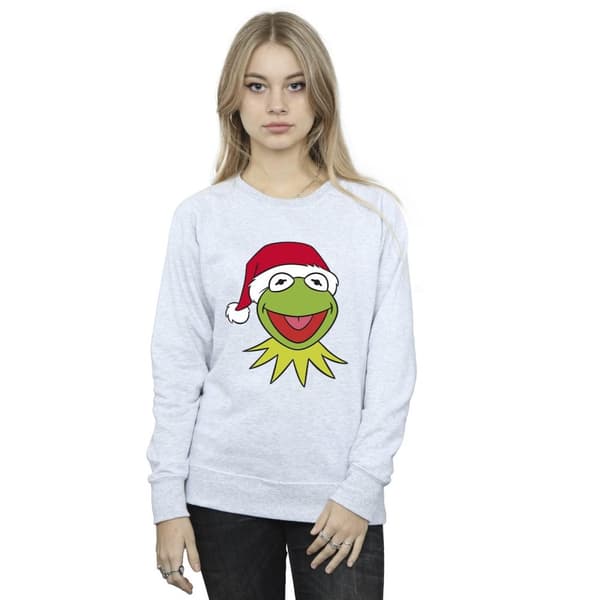 Disney Womens/Ladies Muppets Kermit Christmas Head Sweatshirt