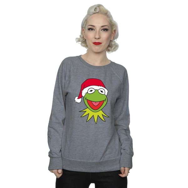 Disney Womens/Ladies Muppets Kermit Christmas Head Sweatshirt