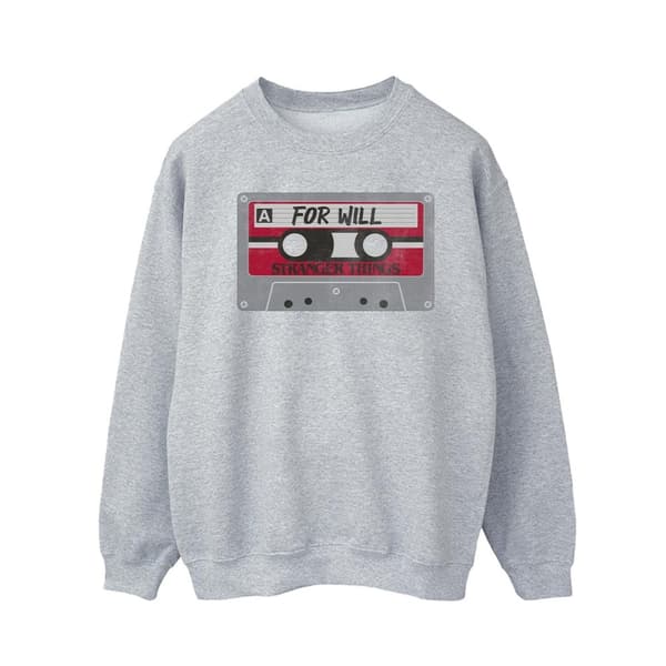 Netflix Mens Stranger Things Cassette For Will Sweatshirt Sports Grey 5XL