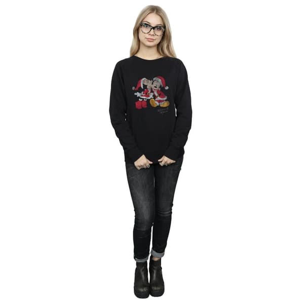 Disney Womens/Ladies Mickey And Minnie Christmas Kiss Sweatshirt