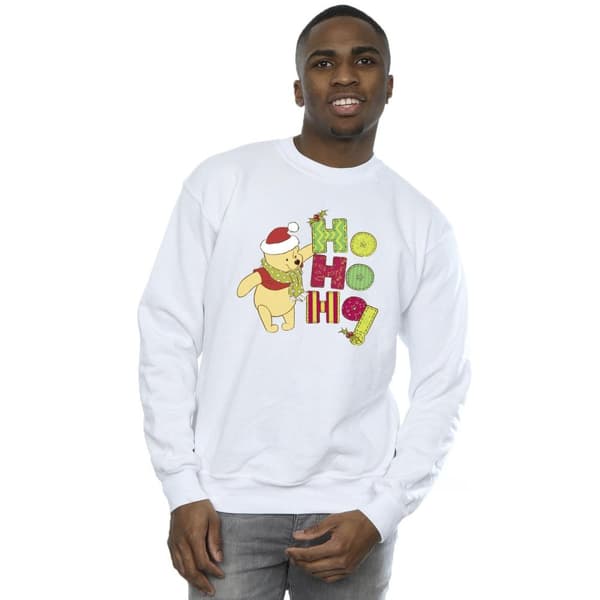 Disney Mens Winnie The Pooh Ho Ho Ho Scarf Sweatshirt