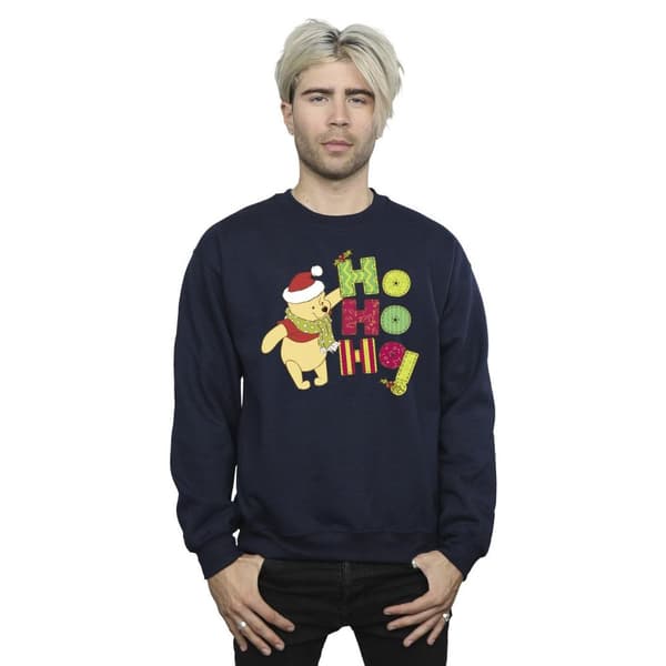 Disney Mens Winnie The Pooh Ho Ho Ho Scarf Sweatshirt