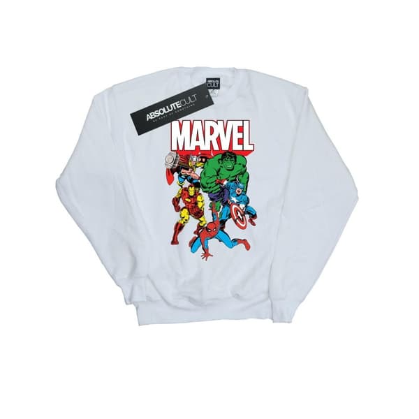 Marvel Mens Hero Group Sweatshirt White M