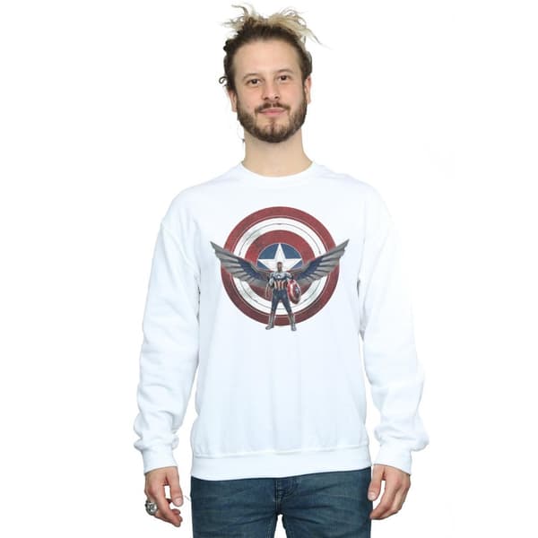 Marvel Mens Falcon And The Winter Soldier Captain America Shield Pose Sweatshirt