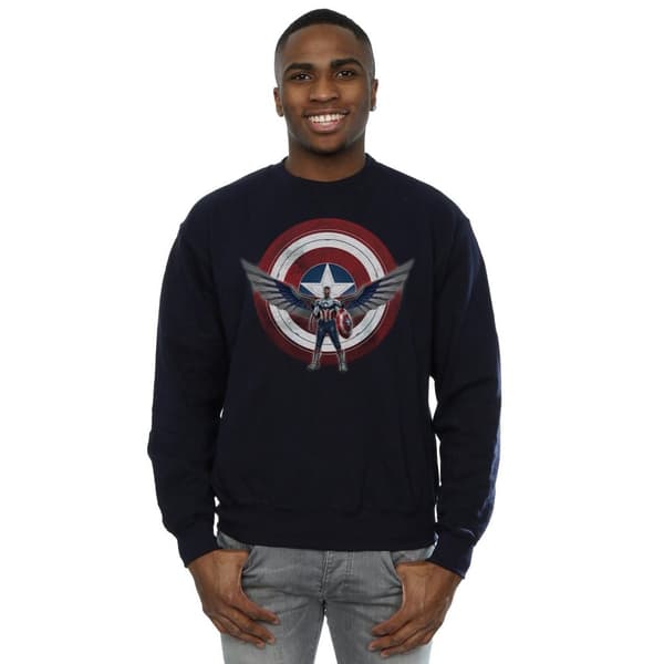 Marvel Mens Falcon And The Winter Soldier Captain America Shield Pose Sweatshirt