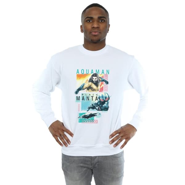 DC Comics Mens Aquaman Character Tiles Sweatshirt