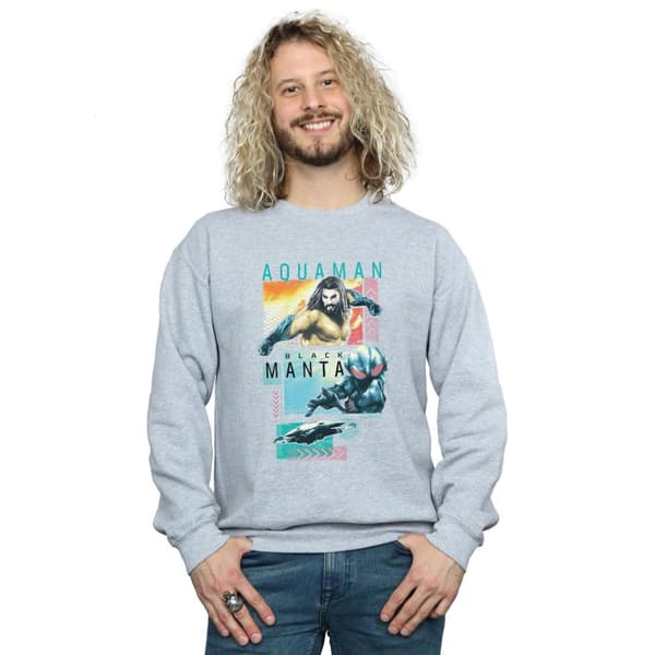 DC Comics Mens Aquaman Character Tiles Sweatshirt