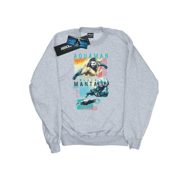 DC Comics Mens Aquaman Character Tiles Sweatshirt Sports Grey M
