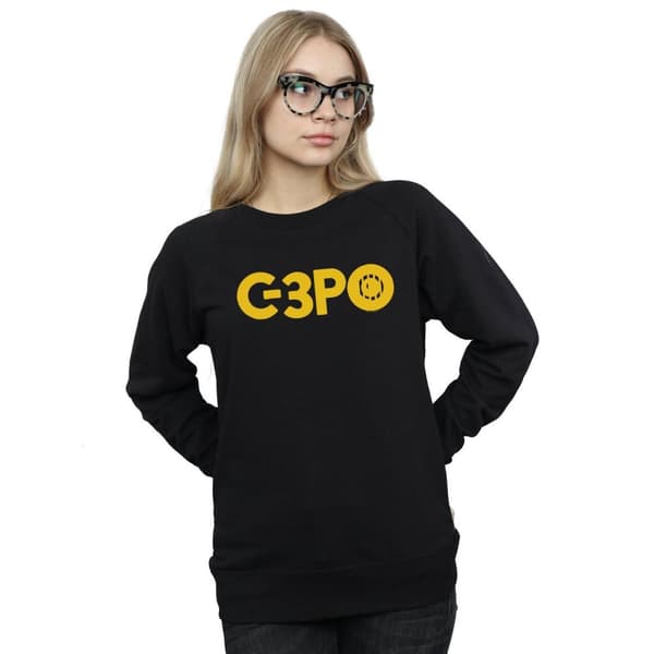 Star Wars Dam/Tjej The Rise Of Skywalker C-3PO Text Logo Sweatshirt