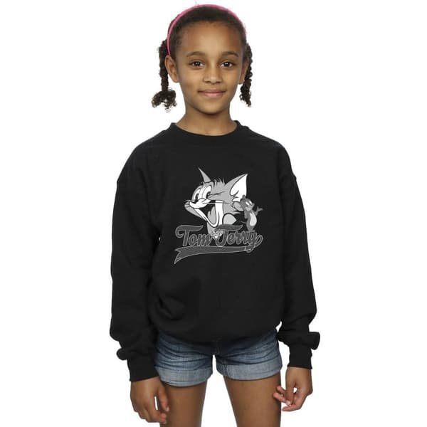 Tom And Jerry Girls Greyscale Square Sweatshirt
