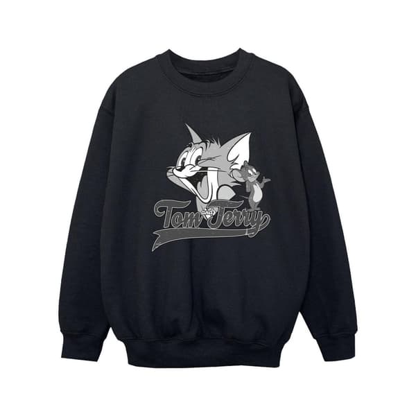 Tom And Jerry Girls Greyscale Square Sweatshirt
