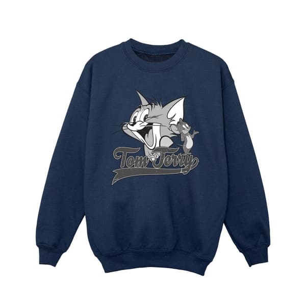 Tom And Jerry Girls Greyscale Square Sweatshirt