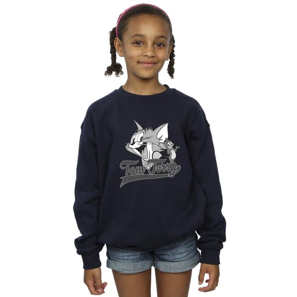 Tom And Jerry Girls Greyscale Square Sweatshirt