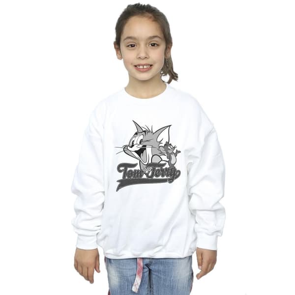 Tom And Jerry Girls Greyscale Square Sweatshirt