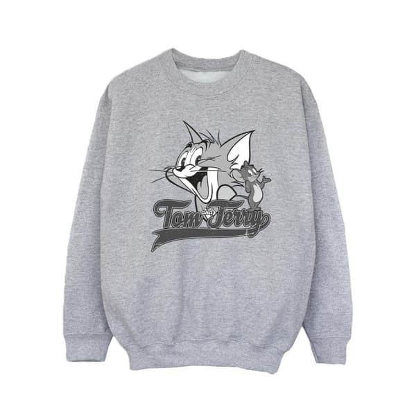 Tom And Jerry Girls Greyscale Square Sweatshirt