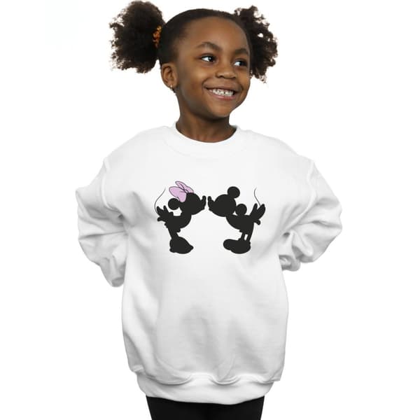 Disney Girls Mickey Minnie Kiss Silhouette Sweatshirt