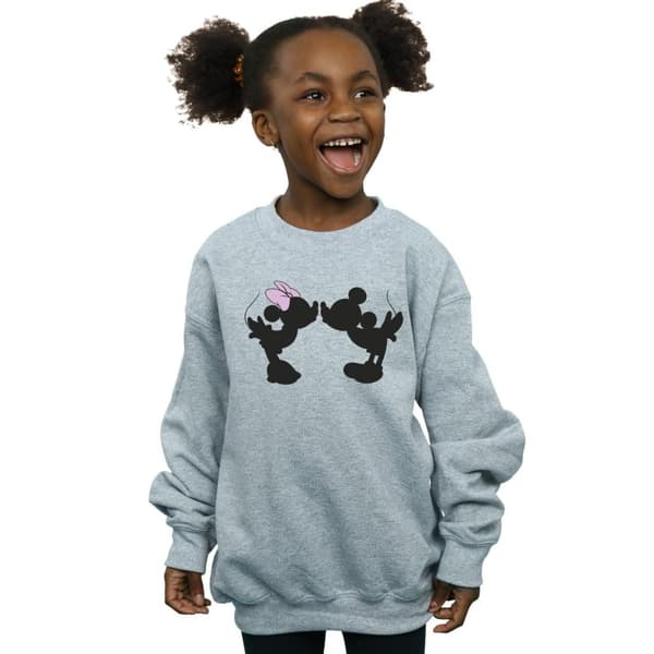 Disney Girls Mickey Minnie Kiss Silhouette Sweatshirt