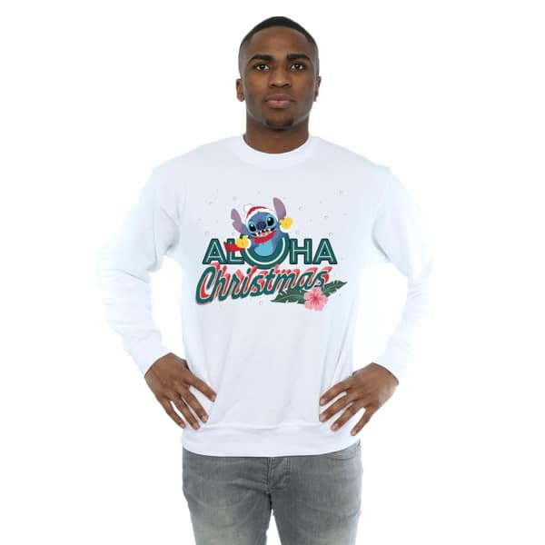 Disney Mens Lilo And Stitch Aloha Christmas Sweatshirt