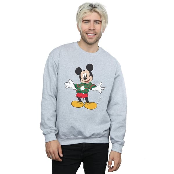 Disney Mens Mickey Mouse Christmas Jumper Stroke Sweatshirt