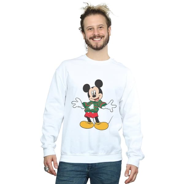 Disney Mens Mickey Mouse Christmas Jumper Stroke Sweatshirt