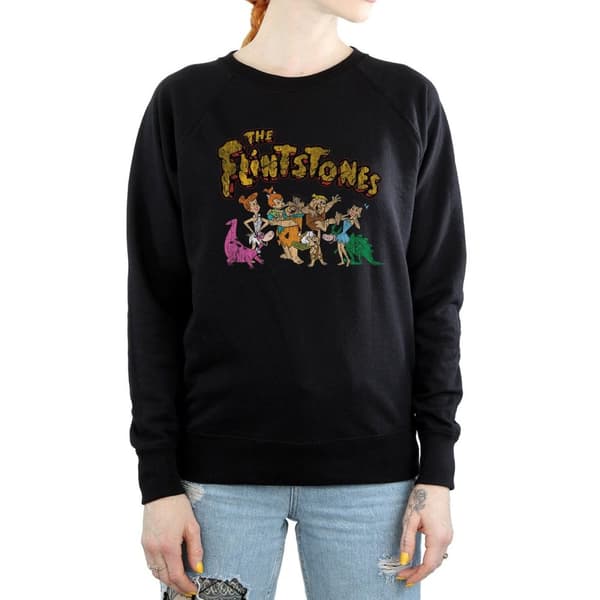 The Flintstones Womens/Ladies Group Distressed Sweatshirt