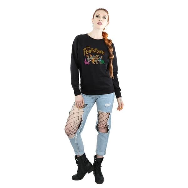 The Flintstones Womens/Ladies Group Distressed Sweatshirt