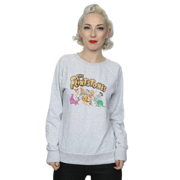 The Flintstones Womens/Ladies Group Distressed Sweatshirt