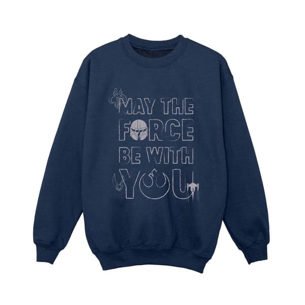 Star Wars Pojkar The Mandalorian May The Force Mando Sweatshirt Navy Blue 9-11 Years