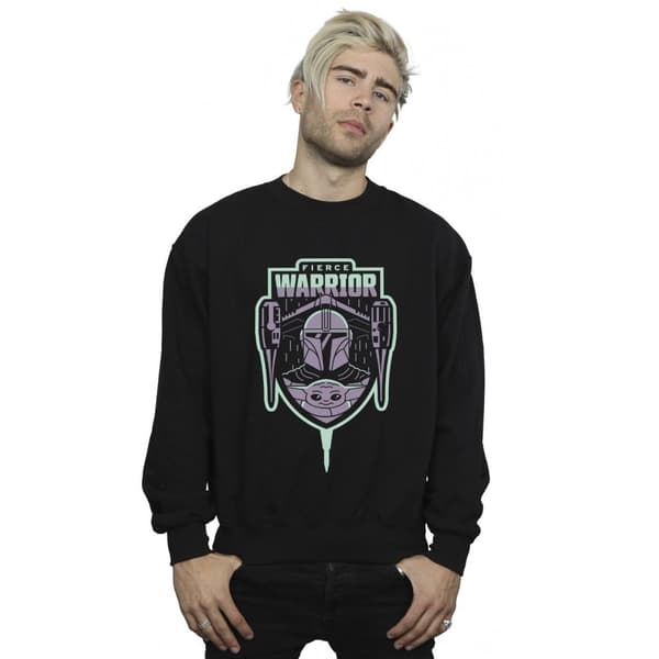 Star Wars Mens The Mandalorian Fierce Warrior Patch Sweatshirt