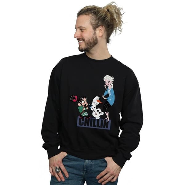 Disney Mens Wreck It Ralph Elsa And Vanellope Sweatshirt