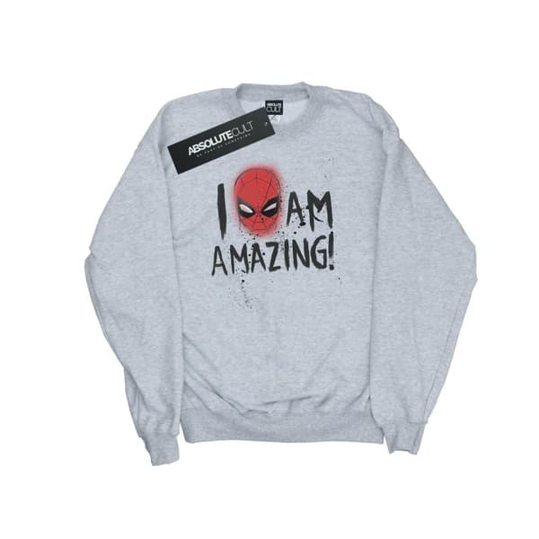 Marvel Mens Spider-Man I Am Amazing Sweatshirt Sports Grey M