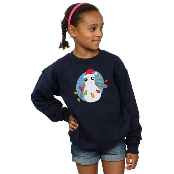 Star Wars Girls The Last Jedi Porg Christmas Lights Sweatshirt