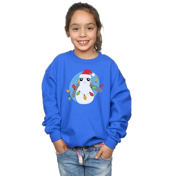 Star Wars Girls The Last Jedi Porg Christmas Lights Sweatshirt