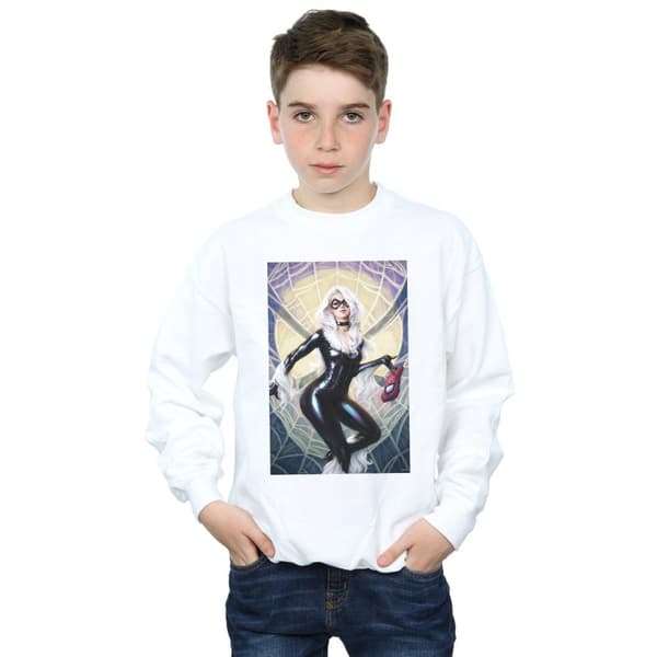 Marvel Boys Black Cat Artwork Sweatshirt