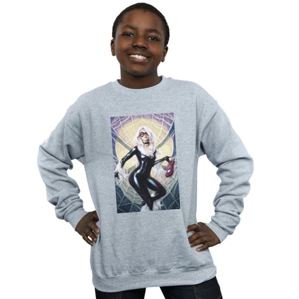 Marvel Boys Black Cat Artwork Sweatshirt