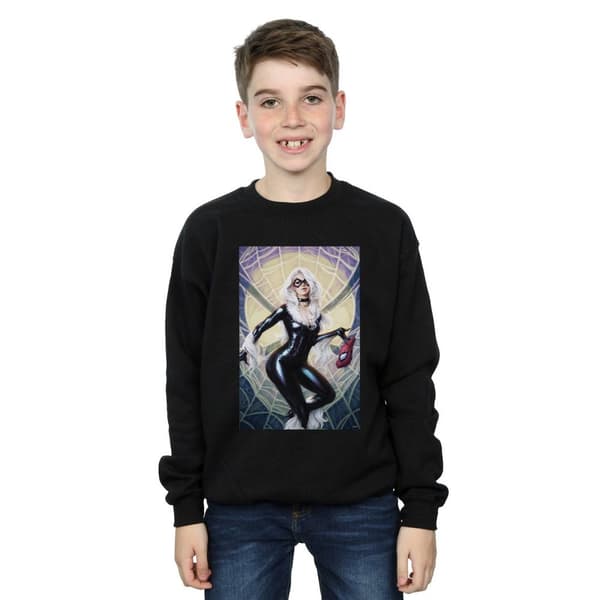 Marvel Boys Black Cat Artwork Sweatshirt