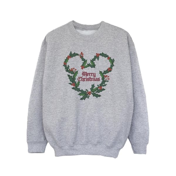 Disney Girls Mickey Mouse Merry Christmas Holly Sweatshirt