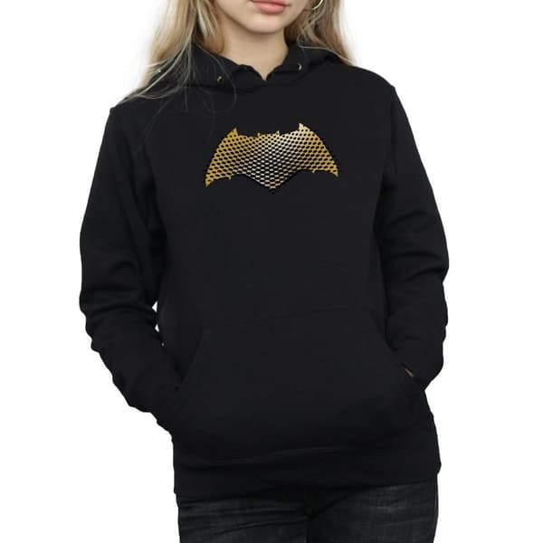 DC Comics Huvtröja med textur för kvinnor/damer Justice League Movie Batman Logo