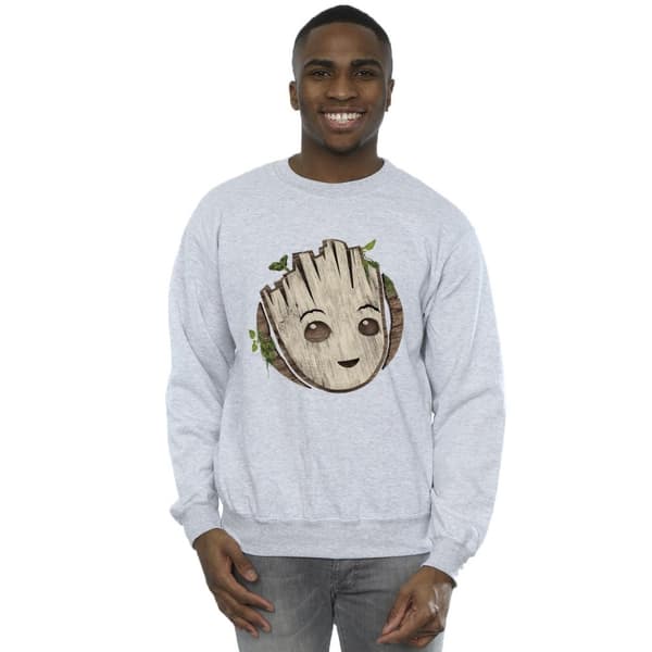 Marvel Mens I Am Groot Sweatshirt med trähuvud