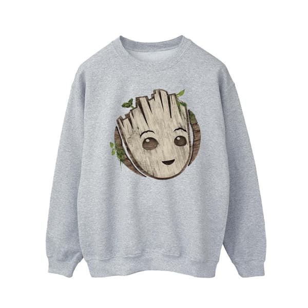 Marvel Mens I Am Groot Sweatshirt med trähuvud