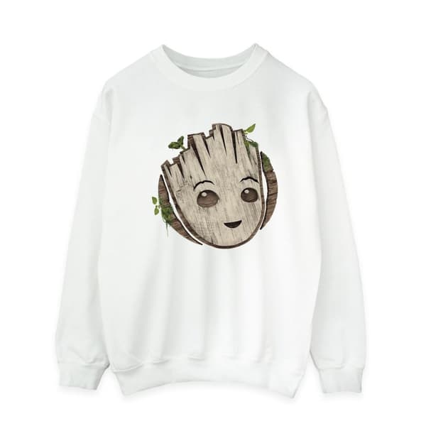 Marvel Mens I Am Groot Sweatshirt med trähuvud