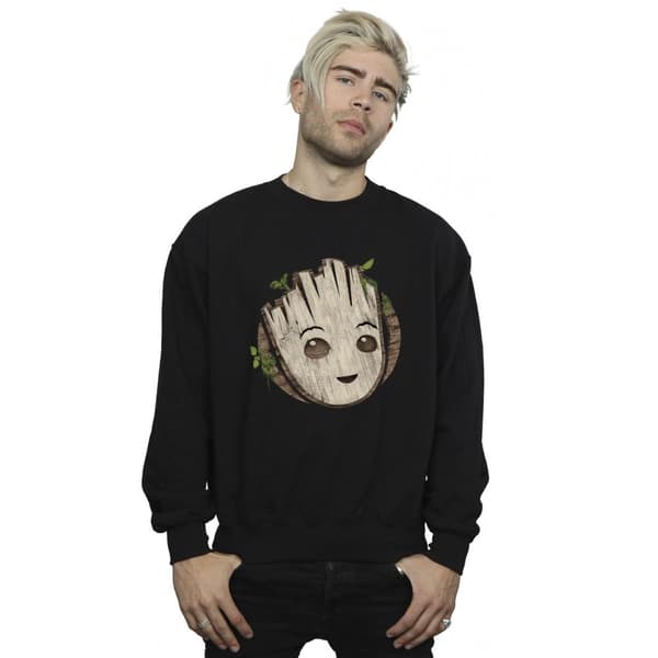 Marvel Mens I Am Groot Sweatshirt med trähuvud