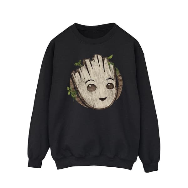 Marvel Mens I Am Groot Sweatshirt med trähuvud