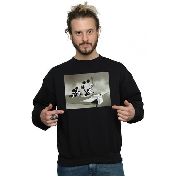 Disney Mens Mickey Mouse Crazy Pilot Sweatshirt