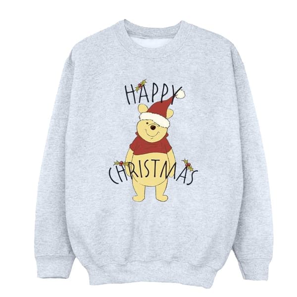 Disney Womens/Ladies Winnie The Pooh Happy Christmas Holly Sweatshirt