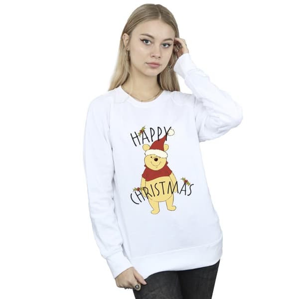 Disney Womens/Ladies Winnie The Pooh Happy Christmas Holly Sweatshirt