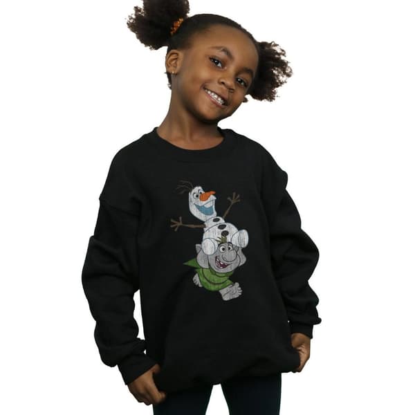 Disney Girls Frozen Olaf And Troll Sweatshirt