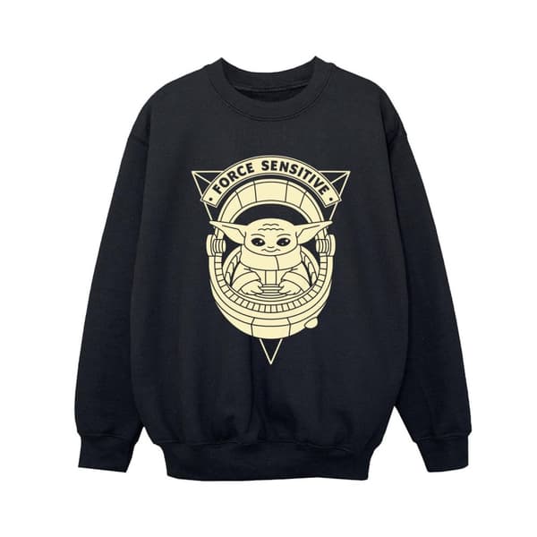 Star Wars Boys The Mandalorian Grogu Force Sensitive Sweatshirt Black 5-6 Years