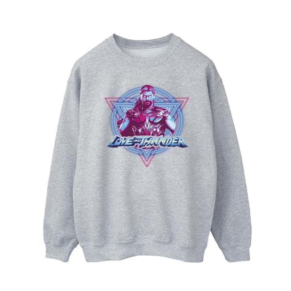 Marvel Mens Thor Love And Thunder Neon Badge Sweatshirt Sports Grey 5XL