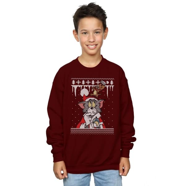 Tom And Jerry Boys Christmas Fair Isle Sweatshirt
